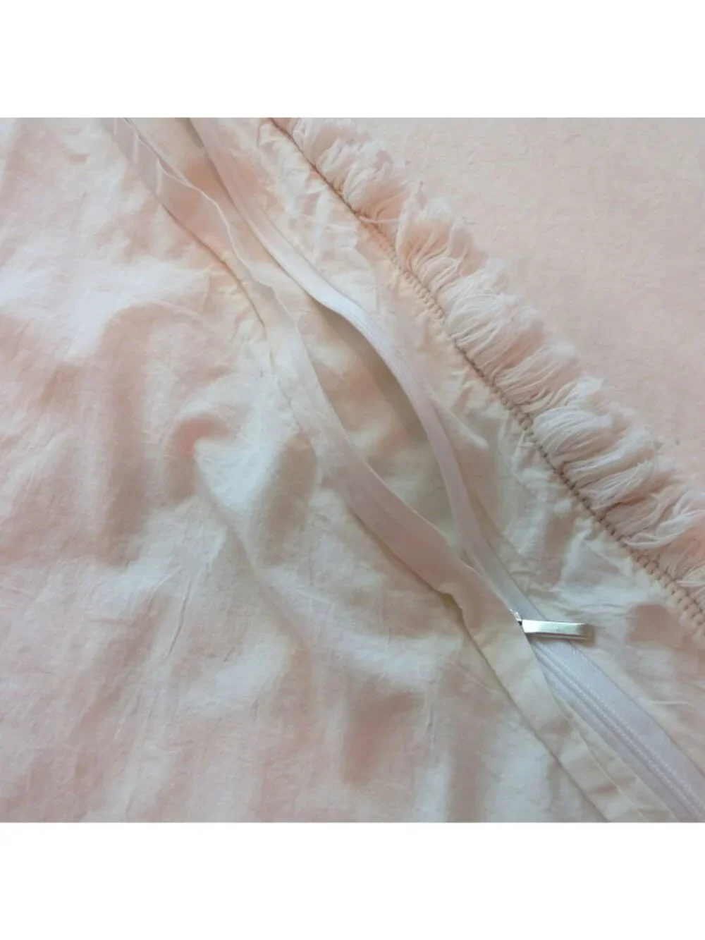 Vintage Full/Queen Cotton Duvet Cover Chenille Fringe Detail Zip 90